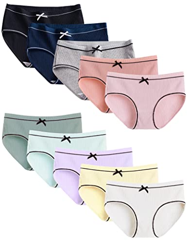 Kiench Teen Girls' Underwear Hipster Panties Cotton 10-Pack