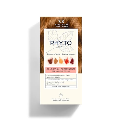 Phyto Paris – Coloración Capilar Permanente 7.3 Rubio Dorado – Color Rubio Dorado Intenso, Natural y Luminoso – Tinte Sin Amoníaco Enriquecida en Pigmentos Botánicos – Kit Completo de Uso Único