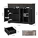 HOSTACK Modern Farmhouse Buffet Sideboard Cabinet, Barn Doors Storage Cabinet with Drawers and Shelves, Wood Coffee Bar with Storage for Dining Room, Kitchen, Living Room, Black/Rustic Brown