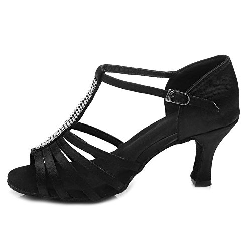 HROYL Mujer Zapatos de Baile Latino Satin Salón de Baile 227 Nergo...