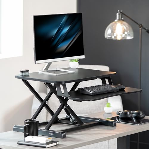 Image of VIVO 26 inch Desk Converter, K Series, Height Adjustable Sit to Stand Riser, Dual Monitor and Laptop Workstation with Keyboard Tray, Black, DESK-V026KB