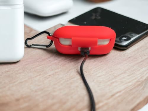 Image of OnePlus Buds Z 3D Protective Soft Silicone Full Protection Dust-Proof Shockproof Case Cover with Hook (Cover Only) (Red)