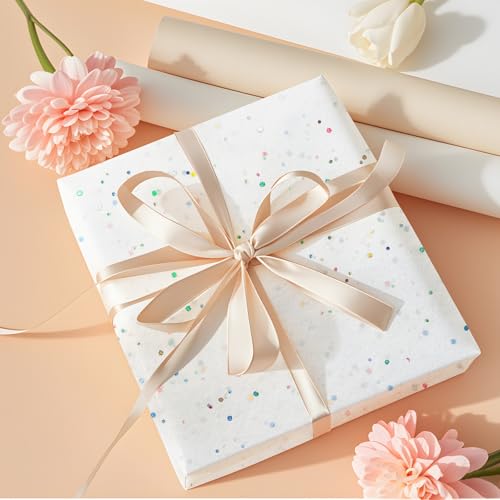 White Glitter Tissue Paper for Gift Bags 36 Sheets 14x20 Inch - Recyclable Wrapping Paper for Weddings, Birthdays, Party & Festival Decorations DIY Craft Supplies - Thumbnail 2