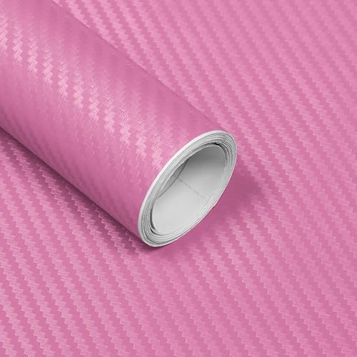 Lypumso 3D Pink Carbon Fiber Vinyl Wrap, Car Wrap Film Roll with Air-Release Technology for DIY Use, Car Auto Decal Exterior and Interior Wrapping Film, Vehicle Self Adhesive Sticker 1ft x 10ft