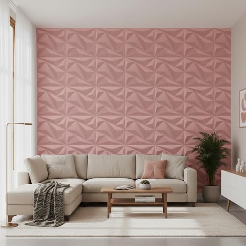 Image of Kayra Decor 3D PVC Wall Panel - Alps Design Blush Pink Color 19.7 inch x 19.7 inch (Pack of 40) - Covers 107.80 Sq. Ft.