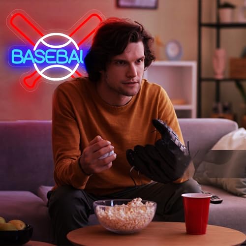 Image of Baseball Neon Sign for Wall Decor Baseball Sport Team LED Neon Light for Man Cave Dormitory Bar Club Birthday Gifts for Sport Fans USB Powered