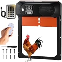Automatische Hühnerklappe Solar, Cieex Größe Elektrische Hühnerklappe mit Timer, Wasserdicht LED Display, Lichtsensor, Fernbedienung, Auminum Solar Hühnerstalltür Intelligenter Einklemmschutz