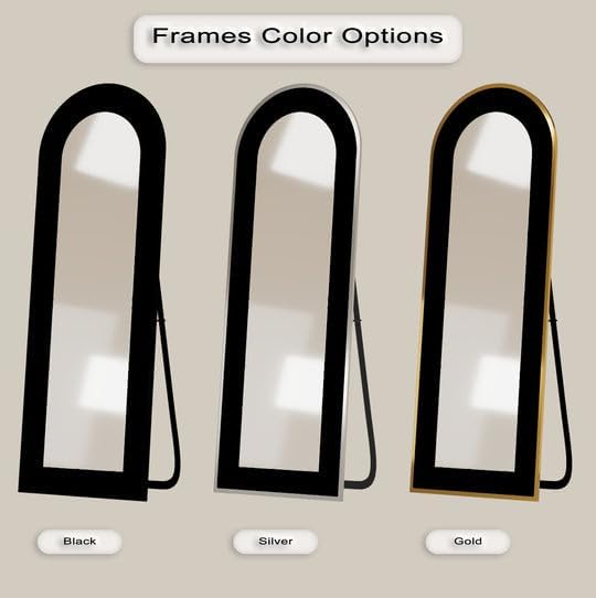 23,5’’W x 67’’ Minimalist Black - Abstract Floor Mirror Full Lenght Mirror - Arch Full Body Stained Floor Mirror with Gold Frame