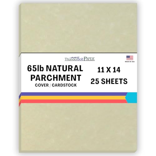 25 Natural Parchment 65lb Cover Paper Sheets 11 X 14 Inches Cardstock Weight Colored Sheets 11 X 14 (11X14 Inches) Scrapbook|Pic