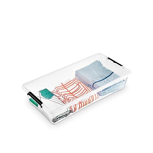 SIMPLE STORE Aufbewahrungsbox mit Deckel und Rädern 35 - Boxen Aufbewahrung Stapelboxen 76 x 39 x 16 cm - Ordnungsboxen - Aufbewahrungsbox mit Deckel Küche Büro, Schule, Werkstatt