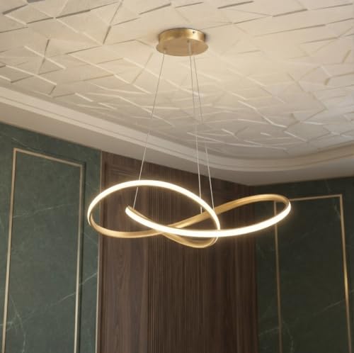 Image of Groeien 3-Color Gold Finish Infinity Loop Pendant Hanging Ceiling Lamp Fixture | Chandelier for Home, Indoor, Outdoor,Living Room, Bedroom(Infinity Loop Hanging, 1)