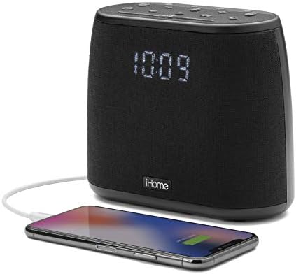 iHome iBT234 Dual Alarm Clock FM Radio Bluetooth Speaker, Voice Control Siri and Google Assistant, with USB Charging Station/Phone Chargers for Bedrooms