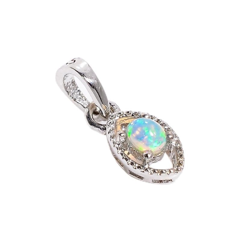 Pendentif opale éthiopienne naturelle et argent 925 facetté main