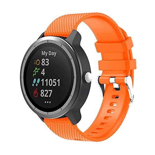 METEQI Correa Compatible con Garmin Vivoactive 3,Correa Reloj Silicona Suave Ajustable 20mm para Garmin Vivoactive 3/Forerunner 645 Música/Samsung Galaxy 42mm (Color Naranja)