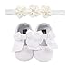 Tininna Mädchen Baby-Schuhe, Ballerina, Spitze, Haarband, Blume, Set,Geburtstag,Taufe,Zeremonie, Baby, 0–18 Monate, weiche Sohle, rutschfest, Prinzessin Schuhe, Baumwolle,12cm pour 6-12 mois