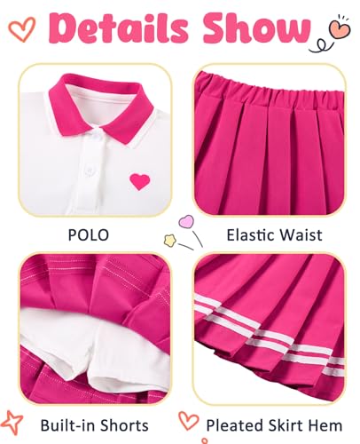 Move Dance Little Girls Dress Size 5-6 Hot Pink Polo Skirt Set with Shorts - image 6