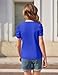 Arshiner Girls Crop Tops Casual Short Sleeve Crew Neck Shirts Puff Sleeve Tshirts Dreesy Ribbed Knit Blouse Tee Royal Blue 7-8 Years