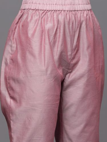 Image of Royal Export Women's Poly Silk Embroidered Yoke Design Kurta Pant Set with Dupatta