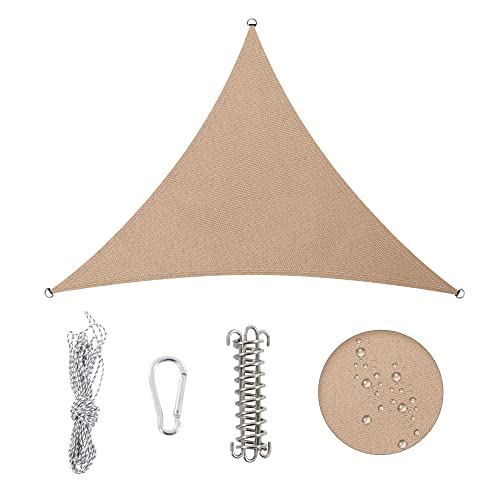 Duhome Sonnensegel Wasserdicht 5x5x5m, Sonnenschutz Wetterbeständig Dreieck UV-Schutz inkl Befestigungsseile für Terrasse Balkon Garten Im Freien,...