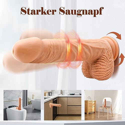 Realistischer Anal Dildo XXL Groß Vibrator Sex Spielzeug für die Frau Männer Paare mit Stoßfunktion,22cm Riesen Dildo Sex Toys Vibration für Sie Frauen, G-Punkt Vibratoren Dildos mit Starkem Saugnopf – Bild 6