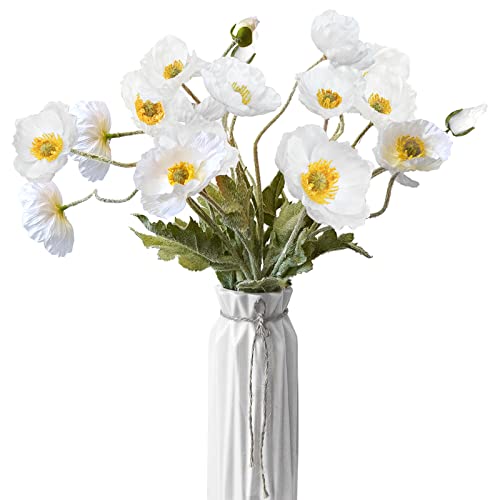 Image of 5Pcs Poppy Flowers Artificial Poppy for Home Decor(White)
