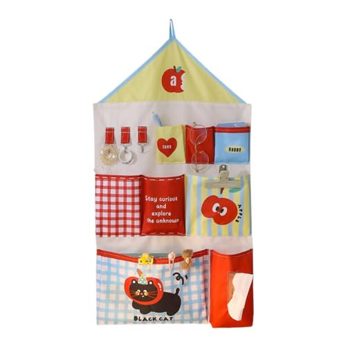Bolsa de almacenamiento colgante con múltiples bolsillos, bolsa de almacenamiento con diseño de dibujos animados