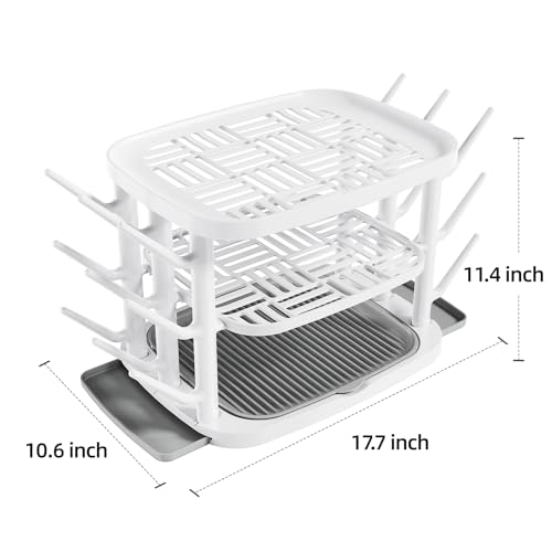 Image of Baby Bottle Drying Rack,3-Tier Large Capacity Countertop Organizer with 360 Ventilation, Removable Drip Tray, Non-Slip Base - Easy to Clean Bottle Holder for Baby Accessories