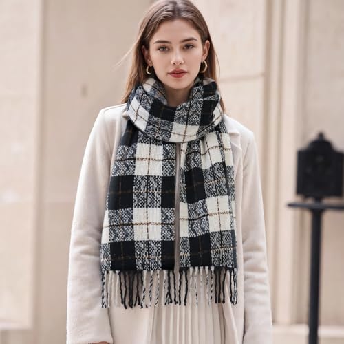 Winter Scarf for Women, Cashmere Feel Tassel Plaid Scarf, Large Oversized Blanket Scarf, Pashmina Shawls and Wraps2