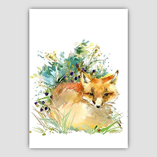 Image of Artze Wall Art Baby Fox Watercolour Poster, 40 cm Width x 50 cm Height