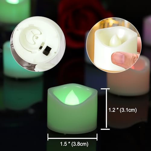 Image of CANDLE CHOICE Color Changing Battery Operated Flameless Tea Lights Bright Flickering LED Tealight Votive Candles Wedding Party Table Centerpieces Halloween Christmas Decorations Batteries Incl 12 Pack