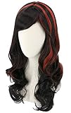 Topcosplay Kids Girls Child Wig Black Mixed Red Long Curly Halloween Outfit Vampire Witch Ghost Wig