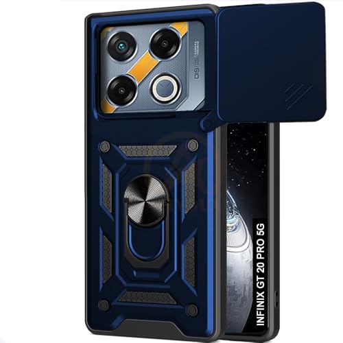 Image of Armor Bumper Back Cover Case for Infinix GT 20 Pro 5G | Rotating Camera Cover, Ring Holder & Kickstand | Heavy Duty & 360 Degree Protection Infinix GT 20 Pro 5G Back Cover (Blue)