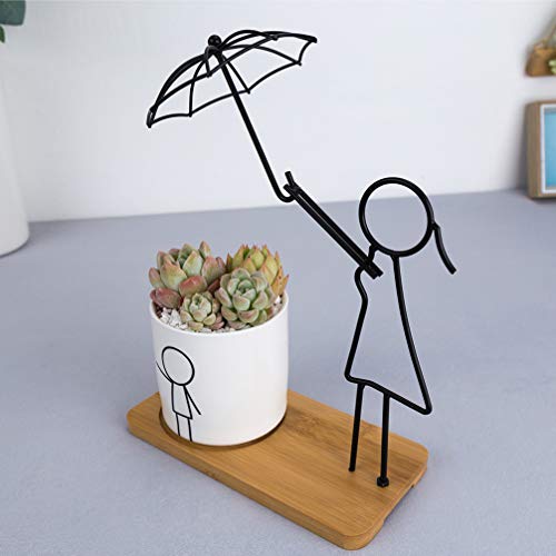 NICEXMAS Vaso de Flores Criativo Mini Vasos de Plantas de Cerâmica Com Ferro Estatueta Abstrata Pai-
