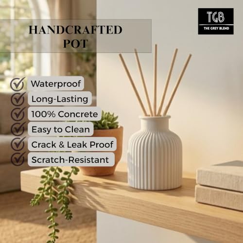 Image of Premium Concrete Reed Diffuser Pot, Stripe1, 9cmx9cm