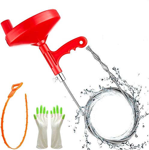 Preisvergleich Produktbild Rohrreinigungswelle Rohrreinigungsspirale Abflussspirale 7.62m Flexible Spirale mit Kralle Drain Tool Snake, Haarablauf Clog Remover Reinigung Tool für Küche Badezimmer Spüle Waschbecken