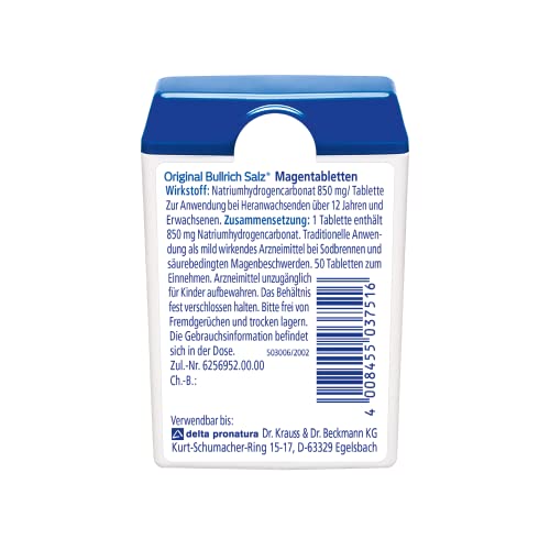 Original Bullrich Salz Schnelle Hilfe bei Sodbrennen und säurebedingten Magenbeschwerden vegan 50 Tabletten - Image 5