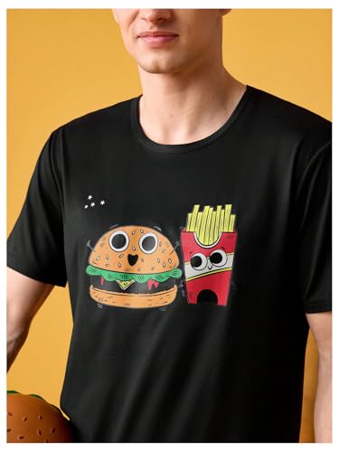 Image of Verdusa Men's Pajamas Set 2 Piece Pjs Sets Short Sleeve Letter Print Tee and Short Lounge Set