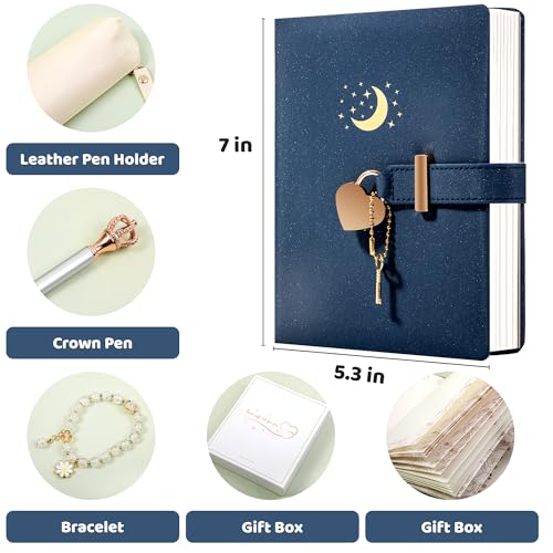 Diário com cadeado para meninas de 8 a 12 anos diários infantis para escrever , meias de 296 páginas