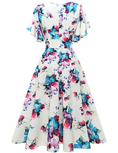 Image of Bridesmay Women's Formal Wedding Guest Dress for Women 2026 Short Sleeve Fit and Flare Tea Party Dresses