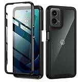 seacosmo Case for Motorola Moto G 5G 2024, with Built-in Screen Protector, Full Body Shockproof Protection Phone Cover, Black