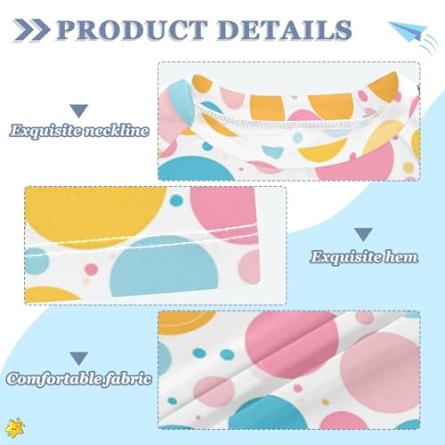 Cartoon Colorful Pink Dots Circle Boy Bathing Suit Short Sleeves Volleyball Shirts Swimwear Beach Tops 3T3