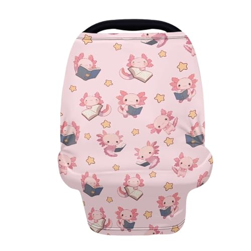 Image of Breast Feeding Cover Cat Carseat Covers Baby, Pink Axolotl Nursing Covers Breast Feeding Covers for Women, Multi Use Infant Carseat Canopy