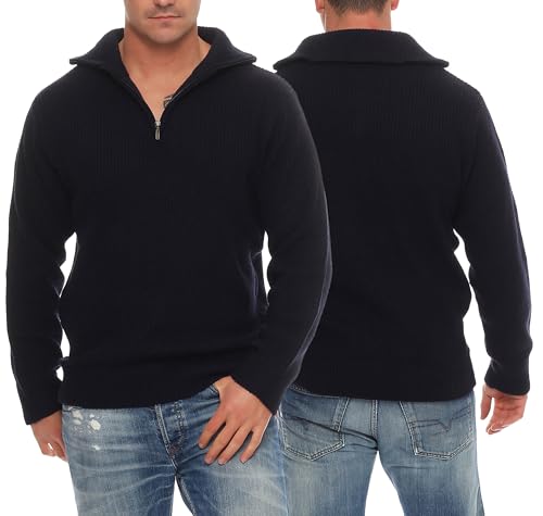 Good Deal Market Jersey de trabajo con lana virgen, color negro, azul marino, antracita, verde oliva – Hamburger Troyer, jersey de punto, tallas 46 hasta 70 disponibles, marine, 60