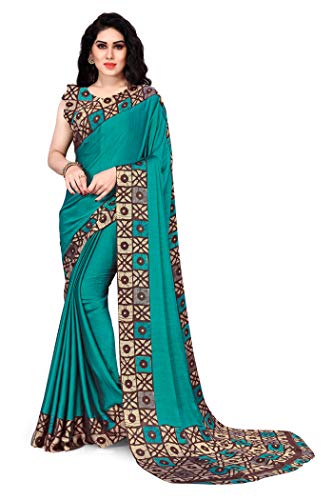 Sourbh Batik seda de poliéster estampado sari con blusa pieza - verde - Talla única
