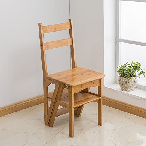 LVSEWOA Silla Plegable de Madera con Escalera: Mueble Multifuncional Que Ahorra Espacio para el hogar