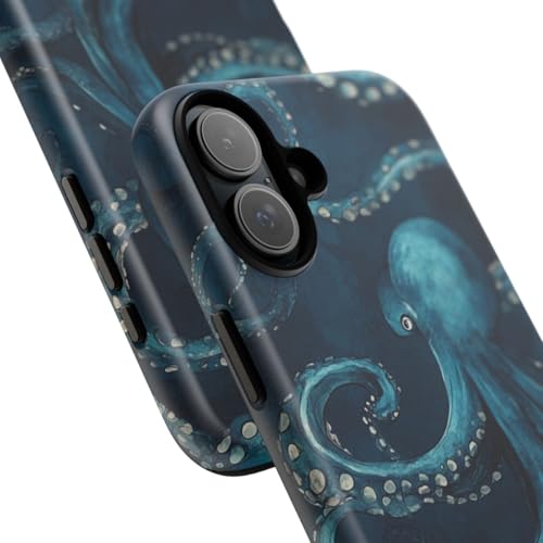 Coque iPhone 16 Plus pieuvre bleue mate : protégez votre écran des chutes et rayures - 2