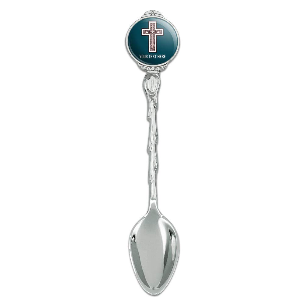 Personalized Custom 1 Line Cross Christian Religious Novelty Collectible Demitasse Tea Coffee Spoon