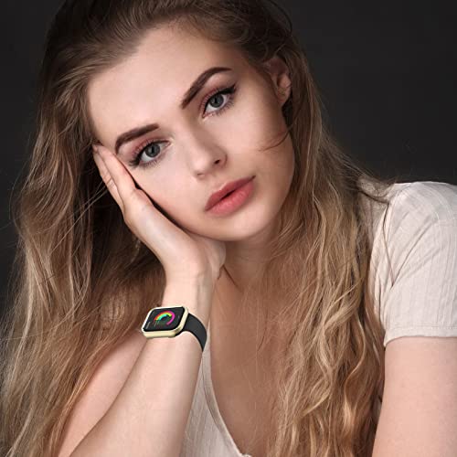 Compatible Apple Watch 8/7 Case 45Mm Gold,Ninki Aluminium Luxury Hard Metal Full Protective Cover For Apple Watch Series 8 45Mm Case Iwatch 8 7 Bumper Case 45Mm For Apple Watch Series 8 7 Women Men #TOP6