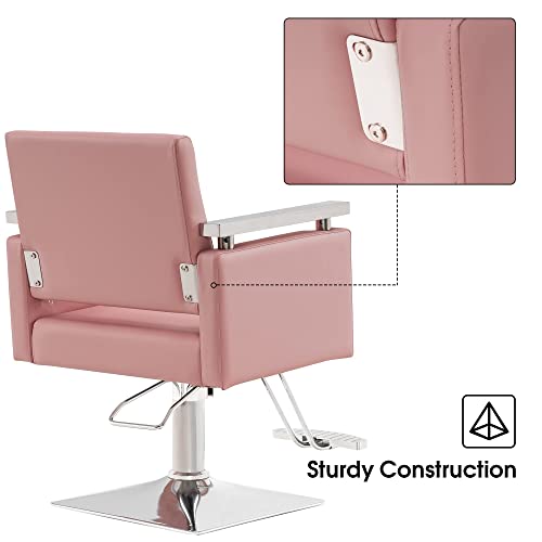 Barberpub Classic Hydraulic Barber Chair Styling Salon Chair For Hair Stylist Beauty Spa Equipment 8808 (Pink) #TOP4