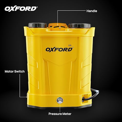 Image of Tomahawk Oxford SIN-2031 20L Battery Operated Agricultural Sprayer | 12V Motor with 12Ah Battery | Electric Farm Sprayer with Adjustable Lance, 3 Nozzles & Backpack Strap